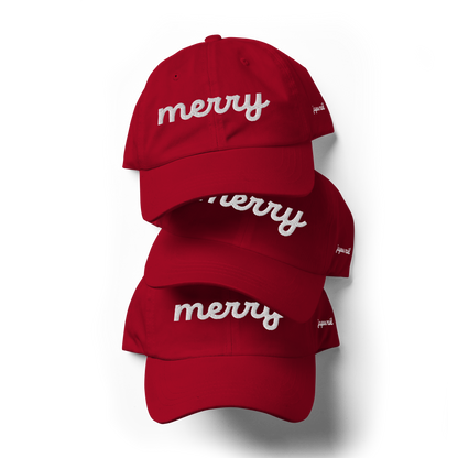Merry White Script Hat