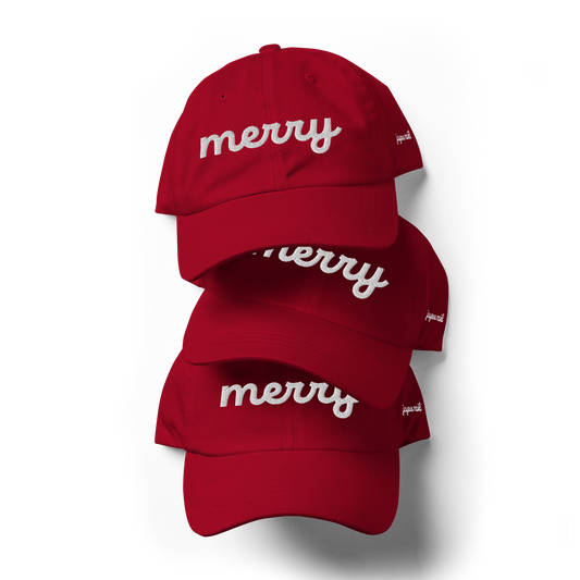Merry White Script Hat