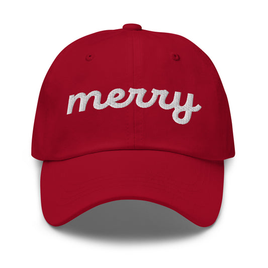 Merry White Script Hat