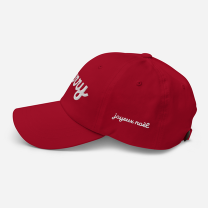 Merry White Script Hat