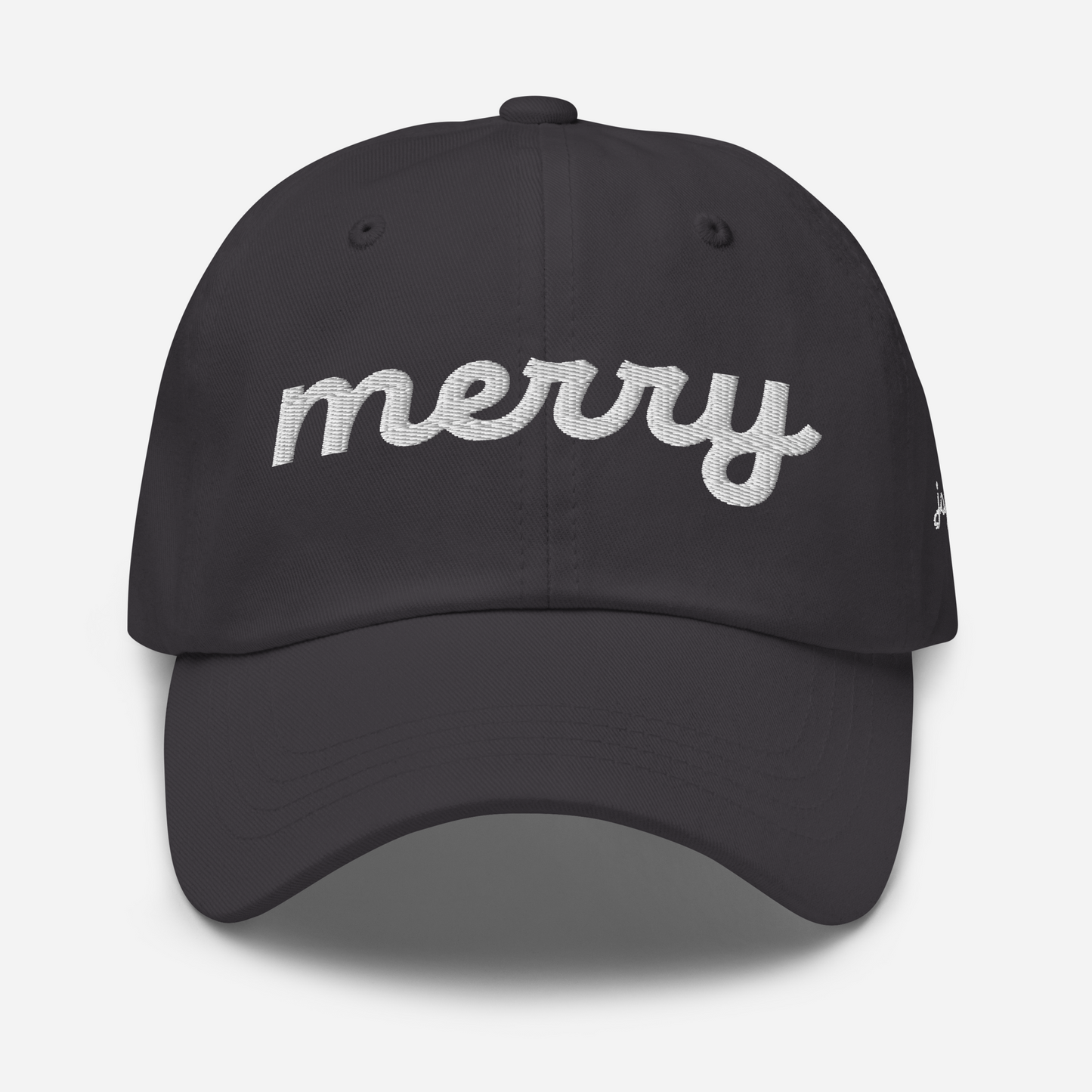 Merry White Script Hat