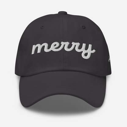 Merry White Script Hat