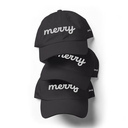 Merry White Script Hat