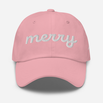 Merry White Script Hat