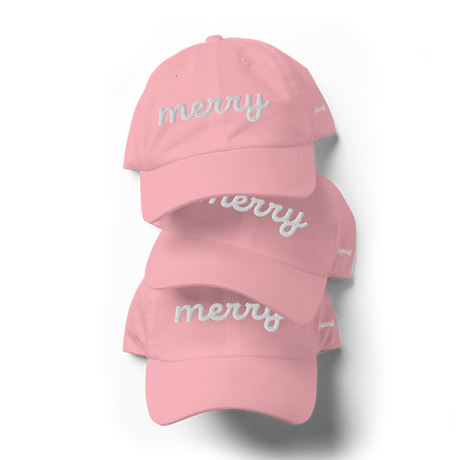 Merry White Script Hat