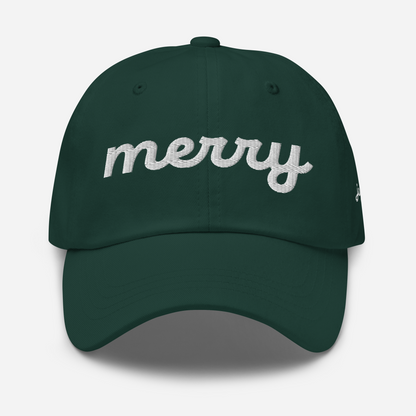 Merry White Script Hat