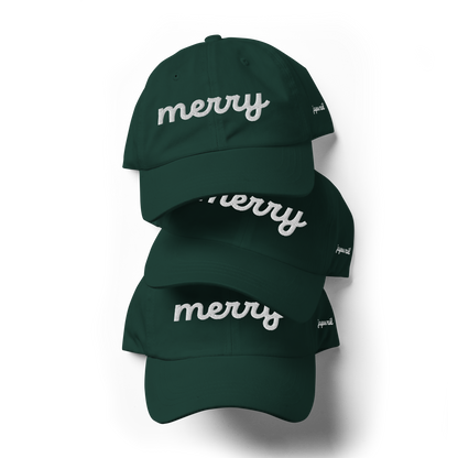 Merry White Script Hat