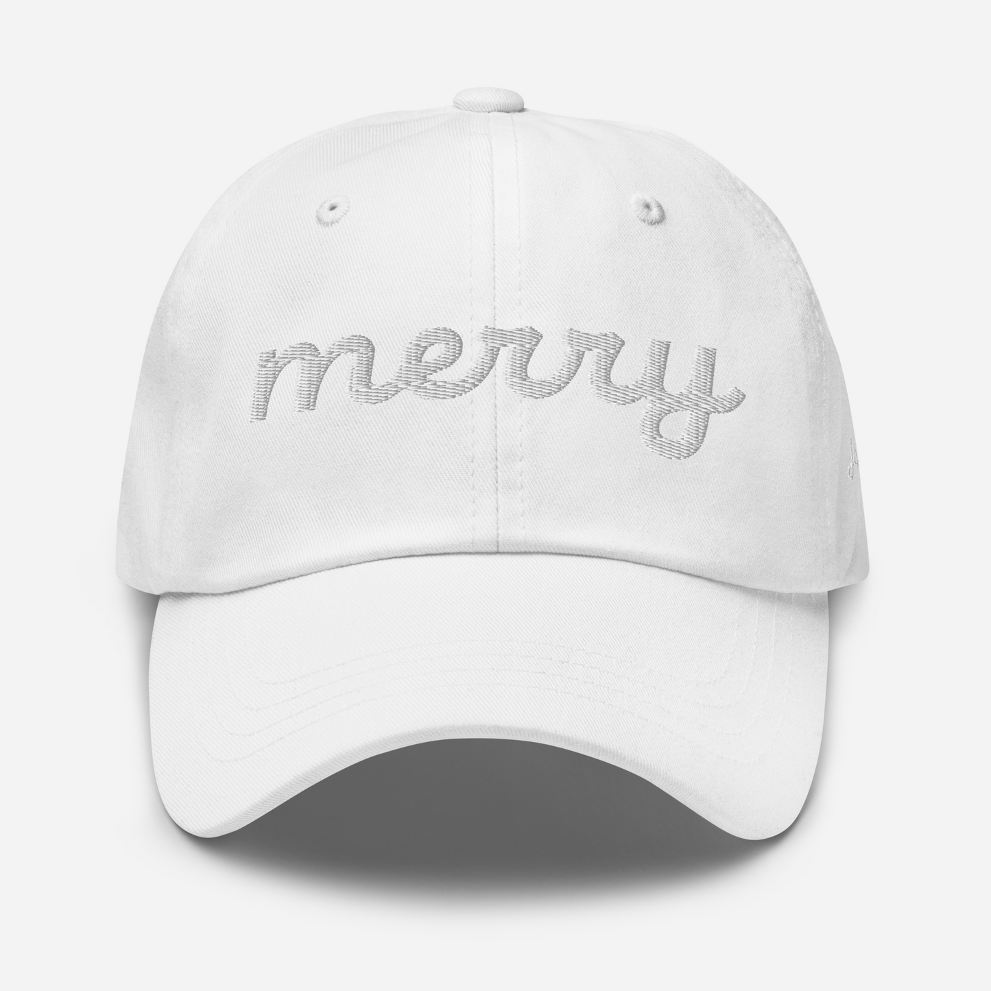 Merry White Script Hat
