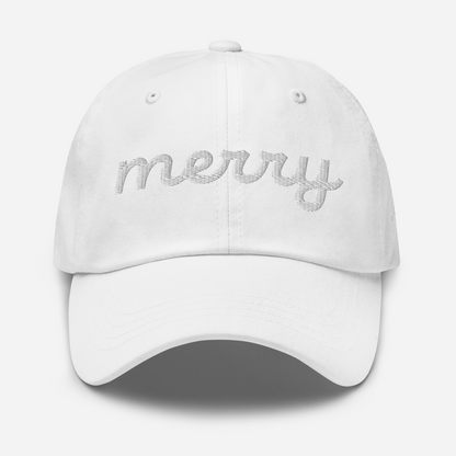 Merry White Script Hat