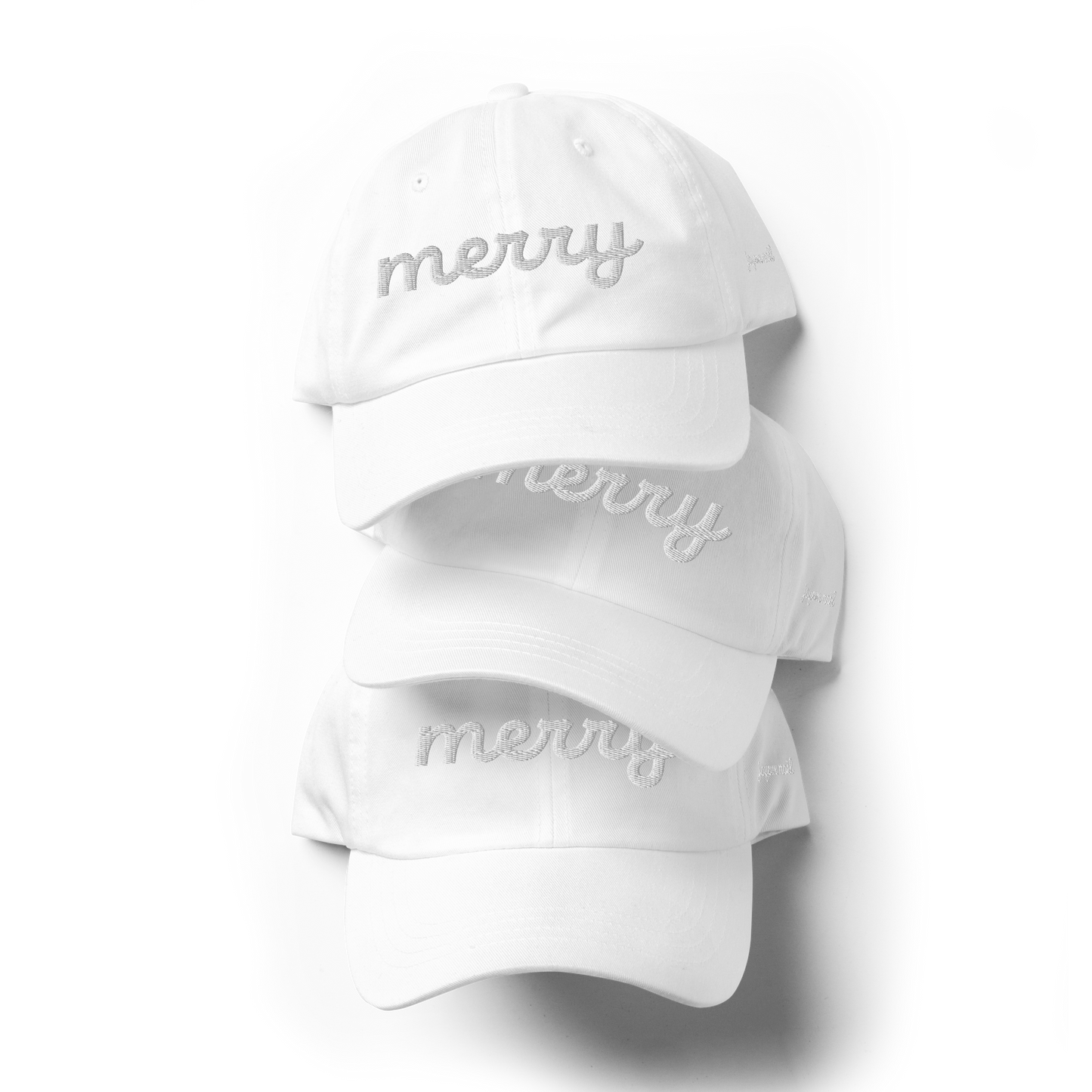 Merry White Script Hat