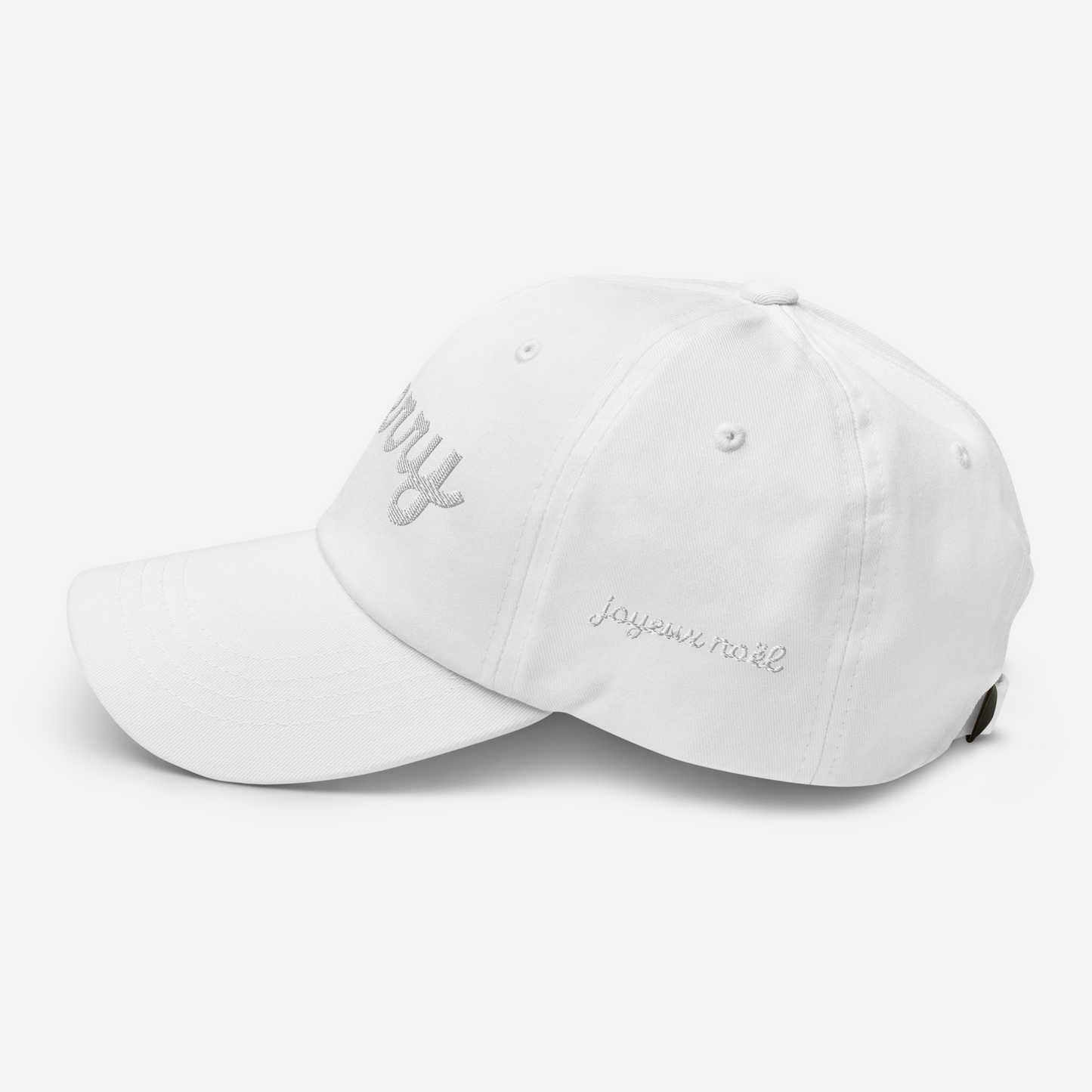 Merry White Script Hat